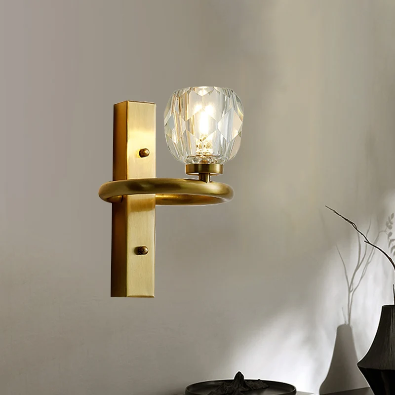 1-lichts kristallen wandlamp moderne gouden bol slaapkamer wandkandelaar verlichting Clearhalo
