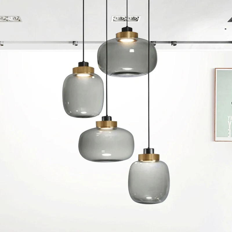 1-lichts Mason Jar hanglamp moderne handgeblazen glazen kap hanglamp Clearhalo