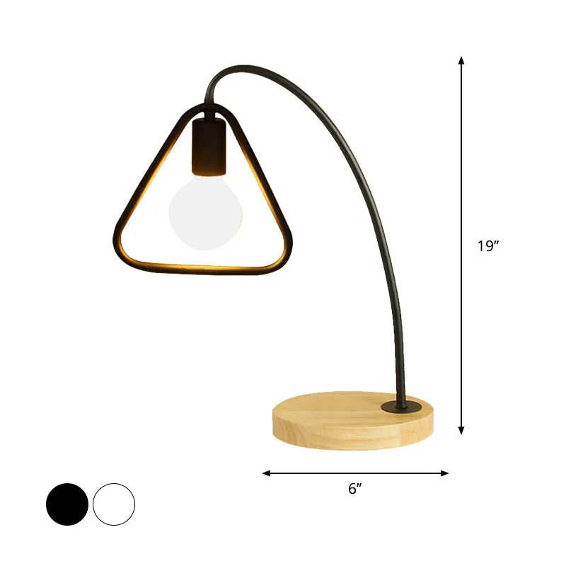 1-lichts metalen tafelverlichting industriële stijl zwart/wit driehoekig frame schaduw staande tafellamp voor slaapkamer C...