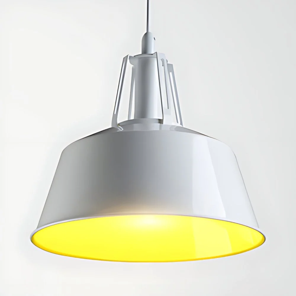 1-lichts plafond hanglamp industriële schuur schaduw metalen hanglamp wit voor eetkamer, 12,5"/16" breedte Clearhalo
