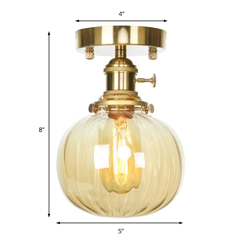 1-lichts plafondlamp met bolscherm waterglas industriële woonkamer semi-inbouw helder/amber Clearhalo
