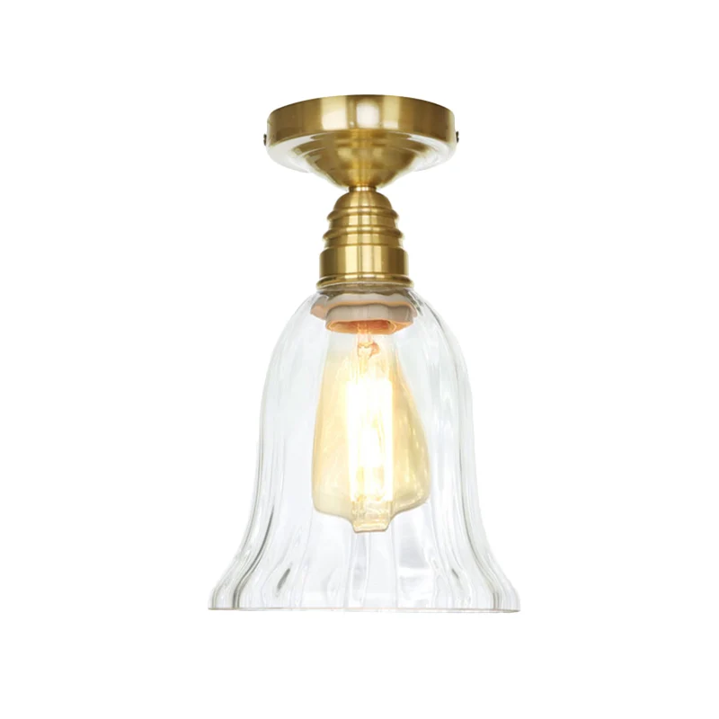1-lichts plafondlamp met kegel/schotel/belscherm Helder/amberkleurig glas Industriële woonkamer Semi-inbouw Clearhalo