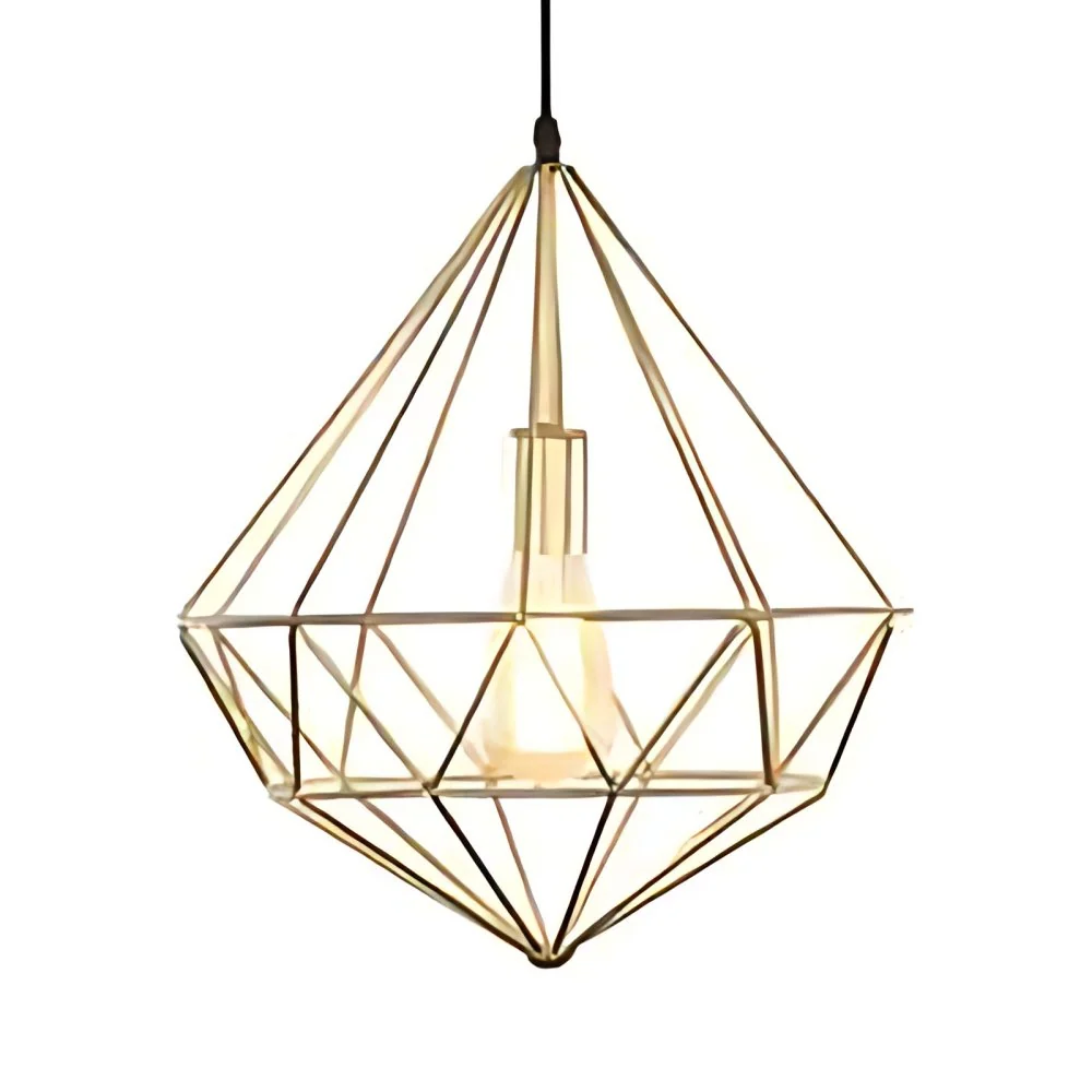 1-lichts prisma kooi hanglamp moderne stijl goud metallic hanglamp met verstelbaar snoer Clearhalo