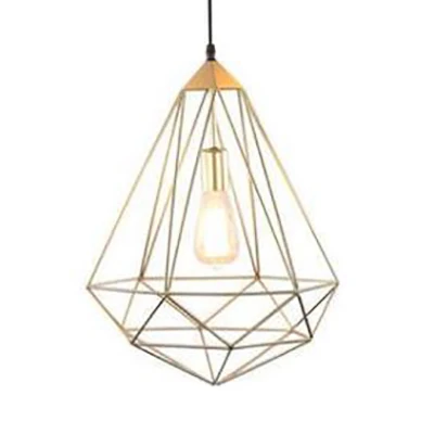 1-lichts prisma kooi hanglamp moderne stijl goud metallic hanglamp met verstelbaar snoer Clearhalo