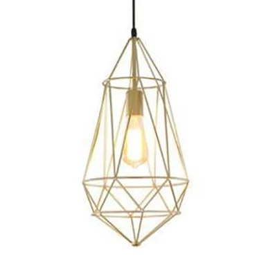 1-lichts prisma kooi hanglamp moderne stijl goud metallic hanglamp met verstelbaar snoer Clearhalo