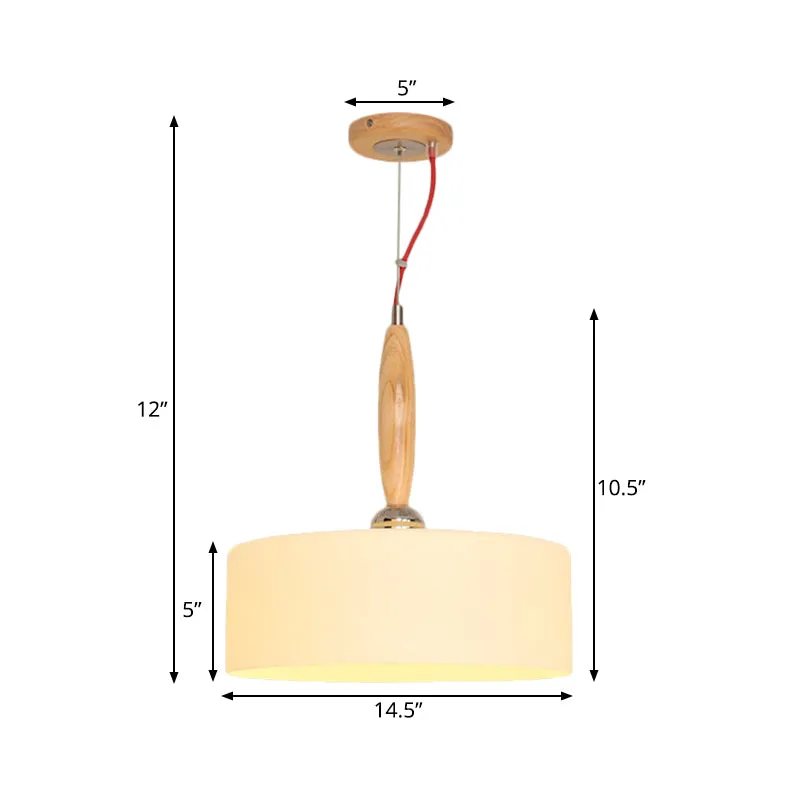 1-lichts restaurant hanglamp eigentijdse beige downlight met trommel witte glazen kap Clearhalo
