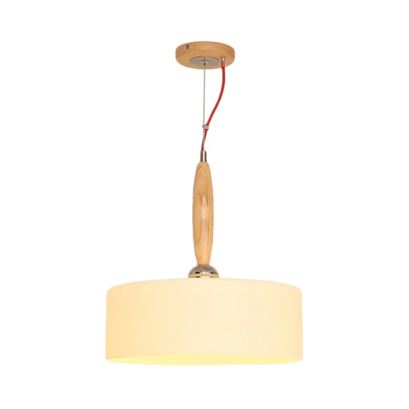 1-lichts restaurant hanglamp eigentijdse beige downlight met trommel witte glazen kap Clearhalo