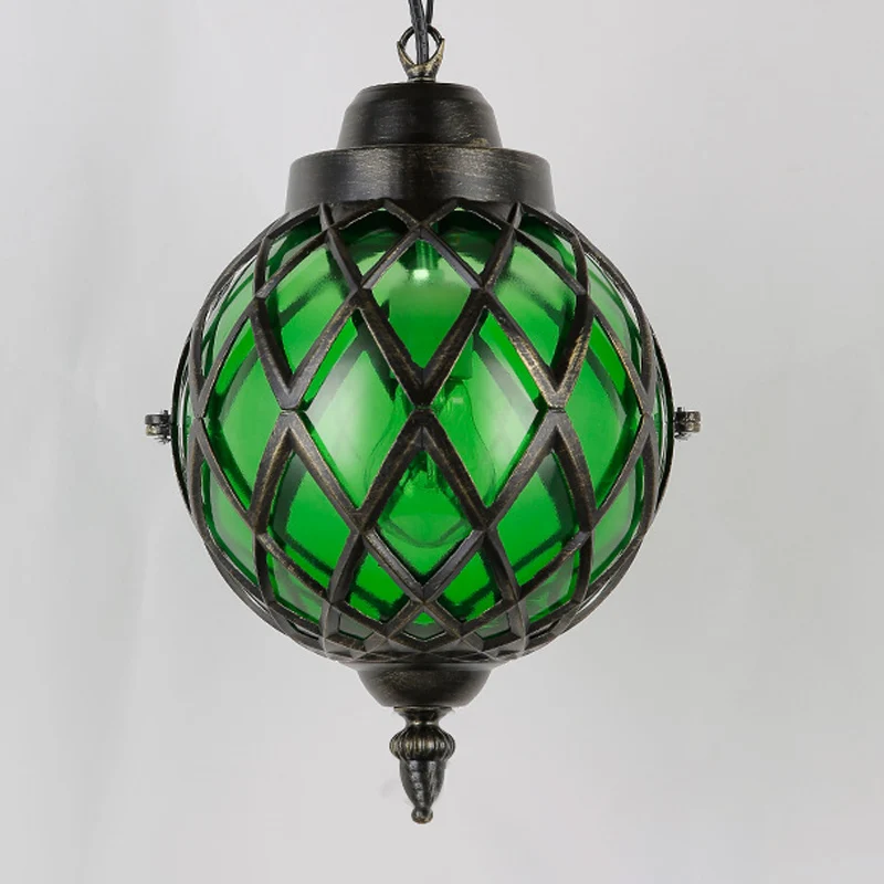 1-lichts restaurant hanglamp Marokkaanse zwarte plafondlamp met bol amber/groen/paars glazen kap Clearhalo