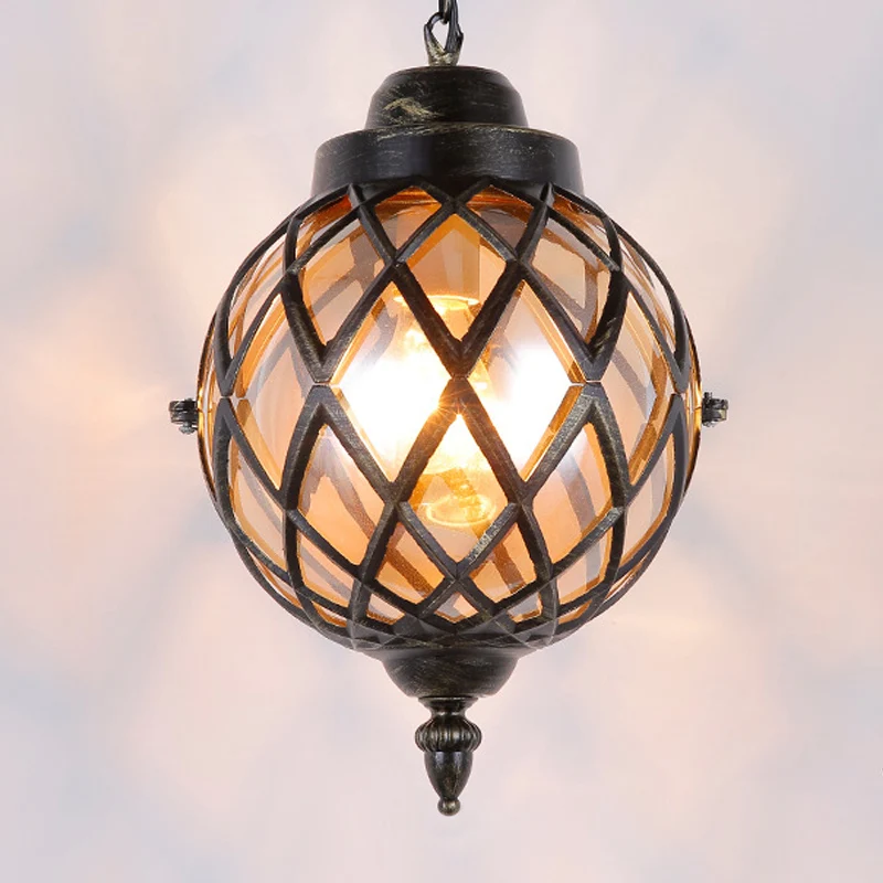 1-lichts restaurant hanglamp Marokkaanse zwarte plafondlamp met bol amber/groen/paars glazen kap Clearhalo