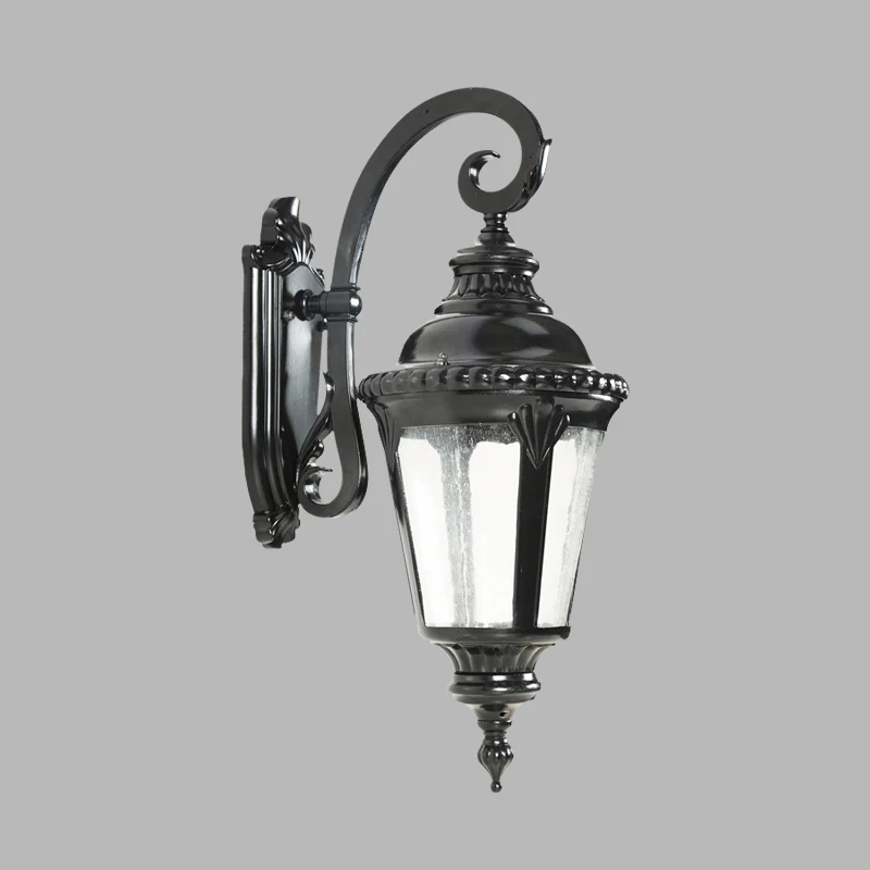 1-lichts schans rustieke binnenplaats muurverlichtingsideeën met urn helder geplaatste glazen kap zwart Clearhalo