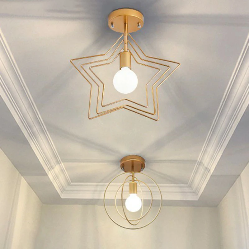 1-lichts semi-inbouwverlichting Retro-stijl geometrisch ijzeren inbouwarmatuur voor gang Clearhalo
