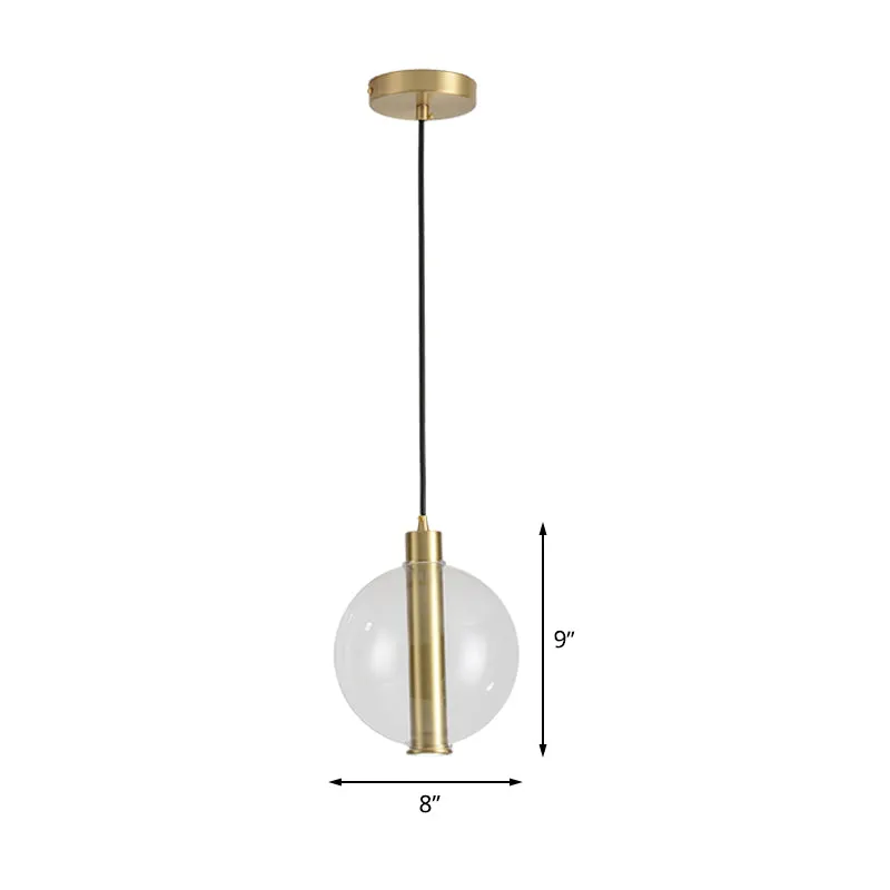 1-lichts slaapkamer LED-hanglamp Minimalistische gouden plafondhanglamp met bolvormige helderglazen kap Clearhalo