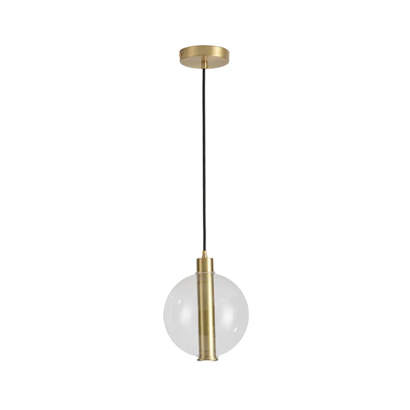 1-lichts slaapkamer LED-hanglamp Minimalistische gouden plafondhanglamp met bolvormige helderglazen kap Clearhalo