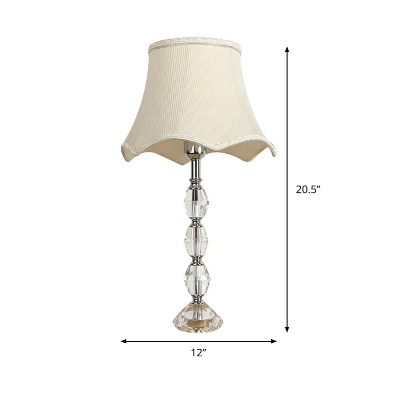 1-lichts slaapkamer nachtkastje licht minimalisme beige kristallen nachtkastje lamp met geschulpte stoffen kap Clearhalo