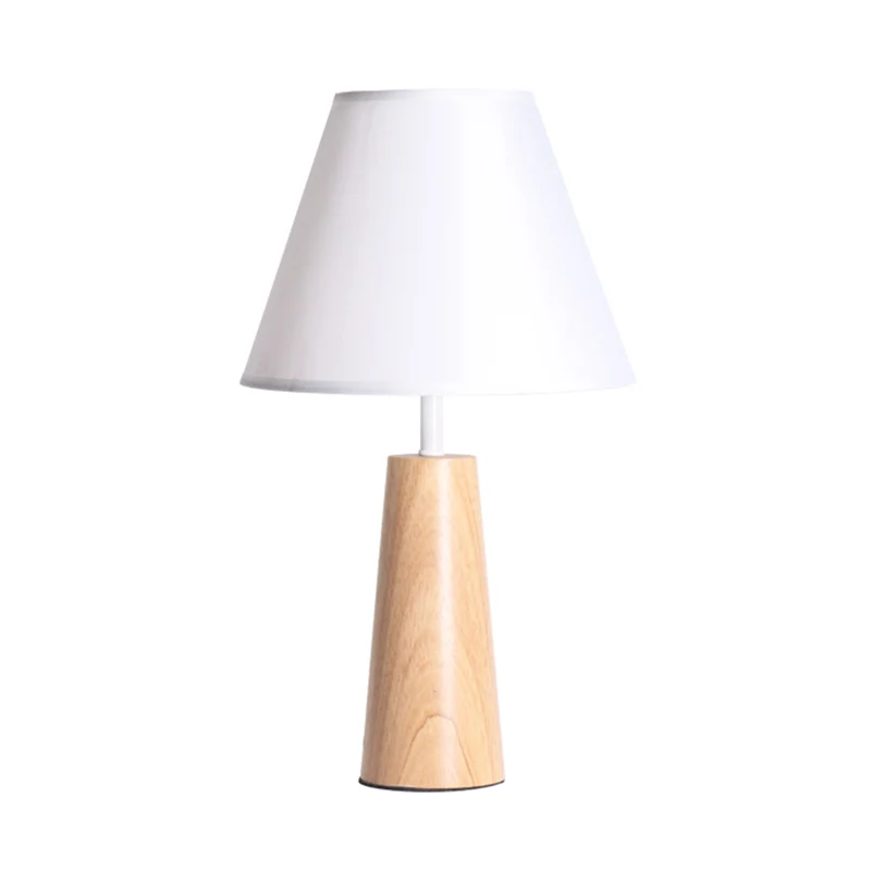 1-lichts slaapkamer nachtlamp moderne stijl houten tafellamp met conische stoffen kap Clearhalo