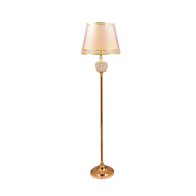 1-lichts staande vloerlamp Vintage kamerleesvloerlamp met dubbele kegelvormige stoffen kap goud Clearhalo