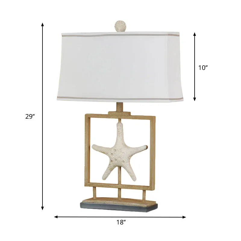 1-lichts trapeziumvormige tafellamp Vintage witte stoffen tafellamp met zeesterontwerp Clearhalo