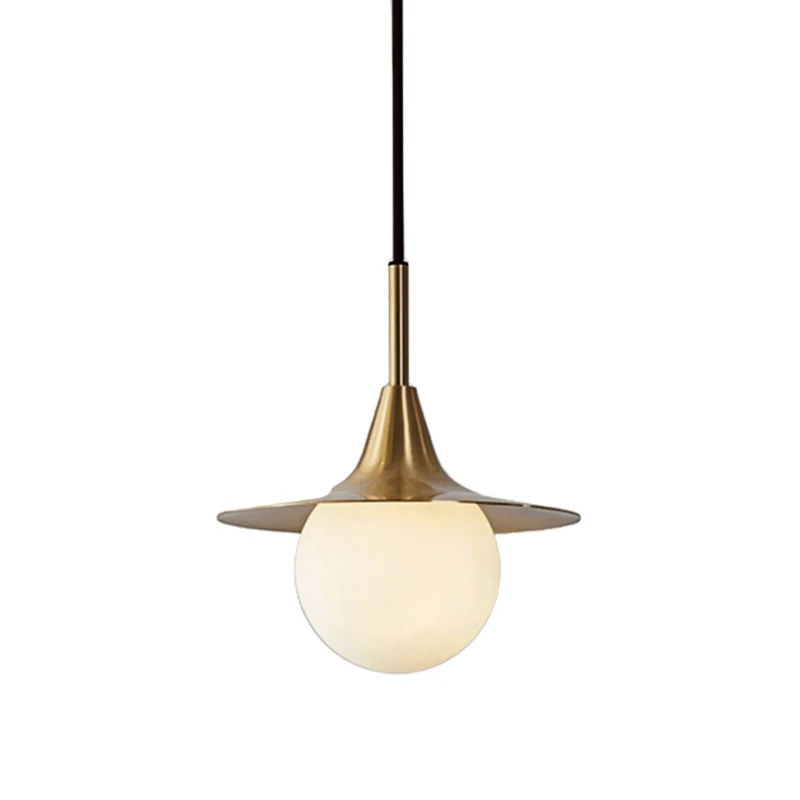 1-lichts uitlopende plafondhanglamp met melkglazen bolkap, messing hanglamp uit het midden van de eeuw voor eettafel Clear...