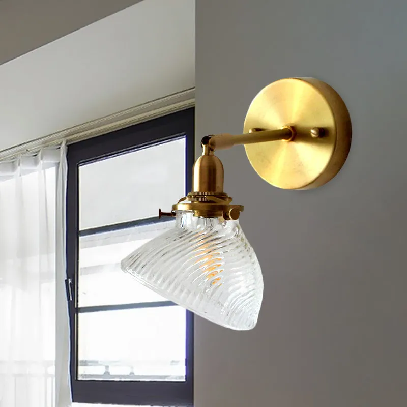 1-lichts wandlamp kolonialisme gebogen kom helder/groen prismatisch glazen wandkandelaar verlichtingsarmatuur Clearhalo