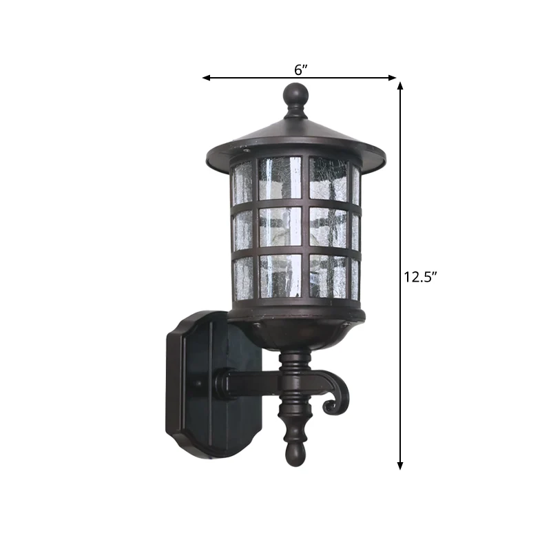1-lichts wandverlichting klassieke lantaarn helder bubbel/craquelé glas schanslicht donkere koffie voor binnenplaats Clear...
