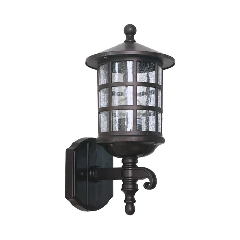 1-lichts wandverlichting klassieke lantaarn helder bubbel/craquelé glas schanslicht donkere koffie voor binnenplaats Clear...