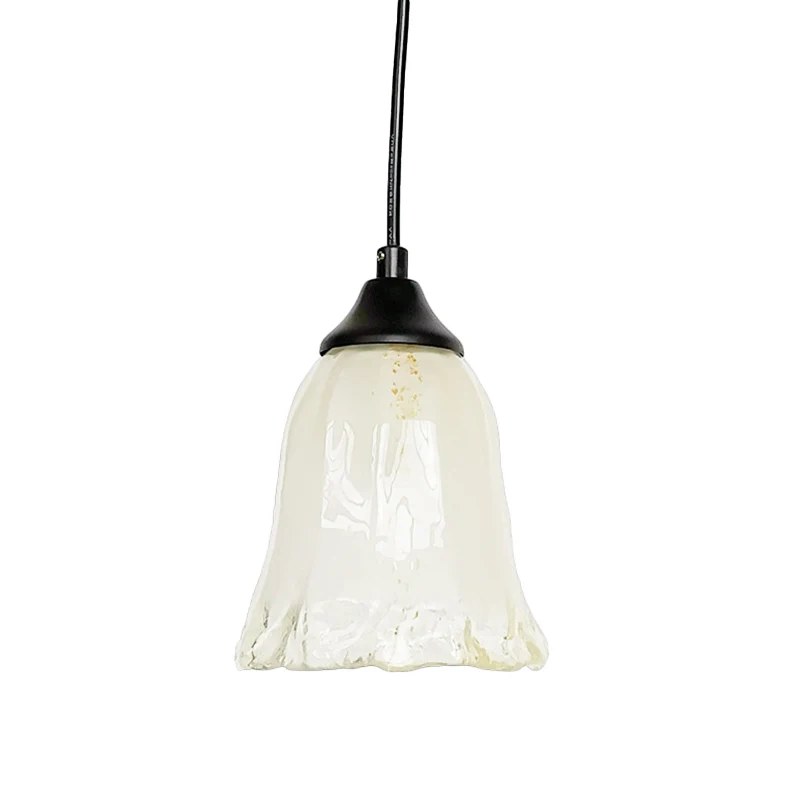 1-lichts woonkamer hanglamp modernistische zwarte hanglamp met bloem witte glazen kap Clearhalo