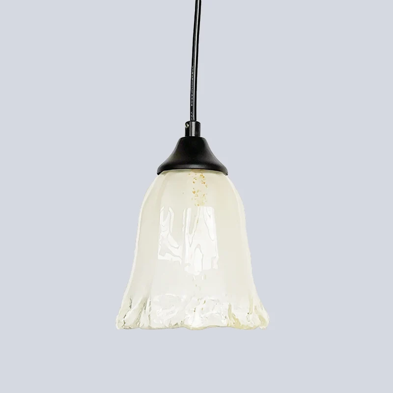 1-lichts woonkamer hanglamp modernistische zwarte hanglamp met bloem witte glazen kap Clearhalo
