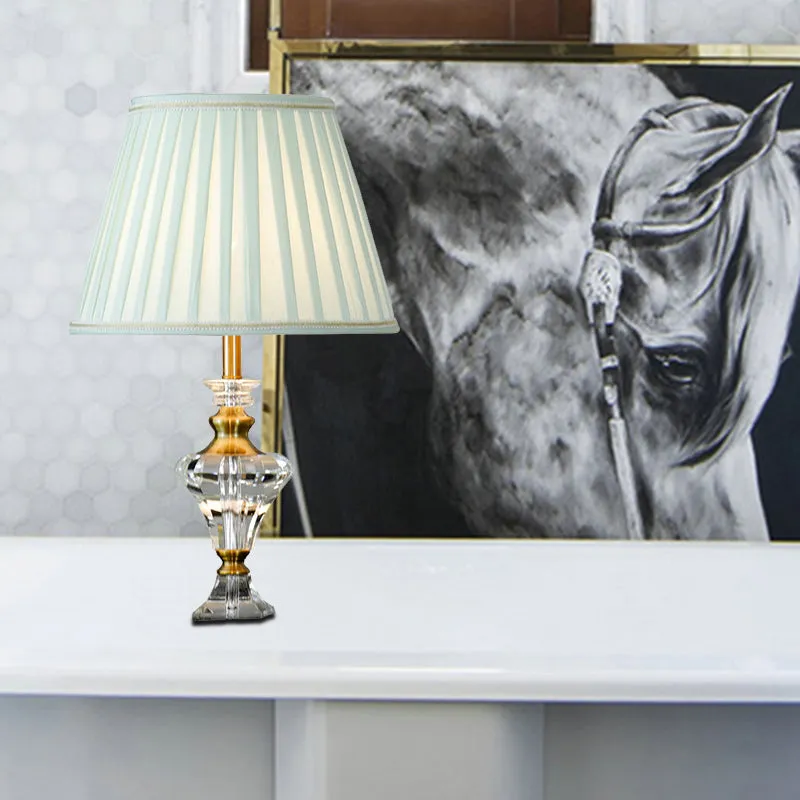 1-lichts woonkamer tafellamp moderne stijl meerblauwe nachtlamp met urnvormige kristallen voet Clearhalo