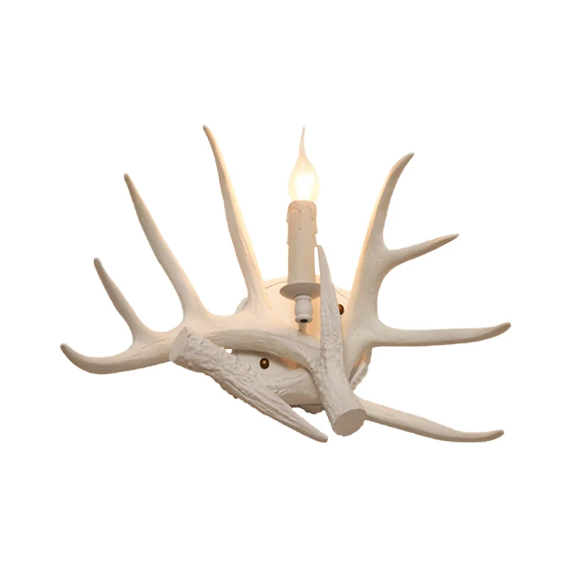 1-lichts woonkamer wandkandelaar verlichting moderne witte wandlamp met gewei hars kap Clearhalo