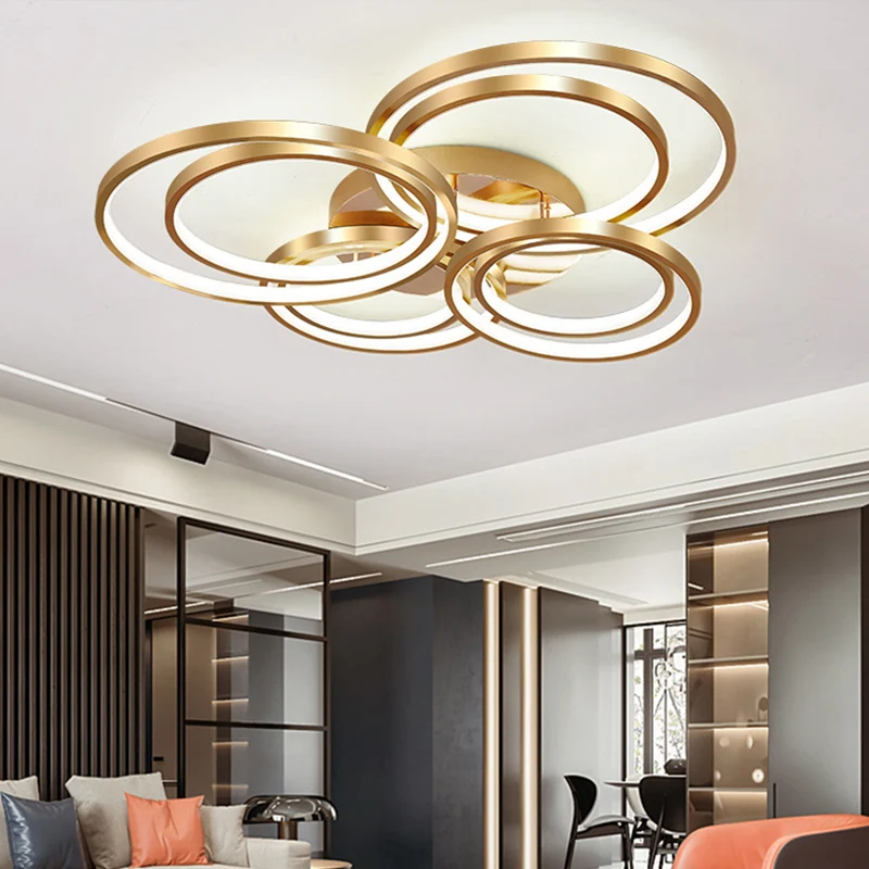21"/28" Lange Cirkel Metalen Plafondgemonteerde Armatuur Modernisme LED Goud Semi Inbouw Lichtarmatuur Warm/Wit Licht Clea...