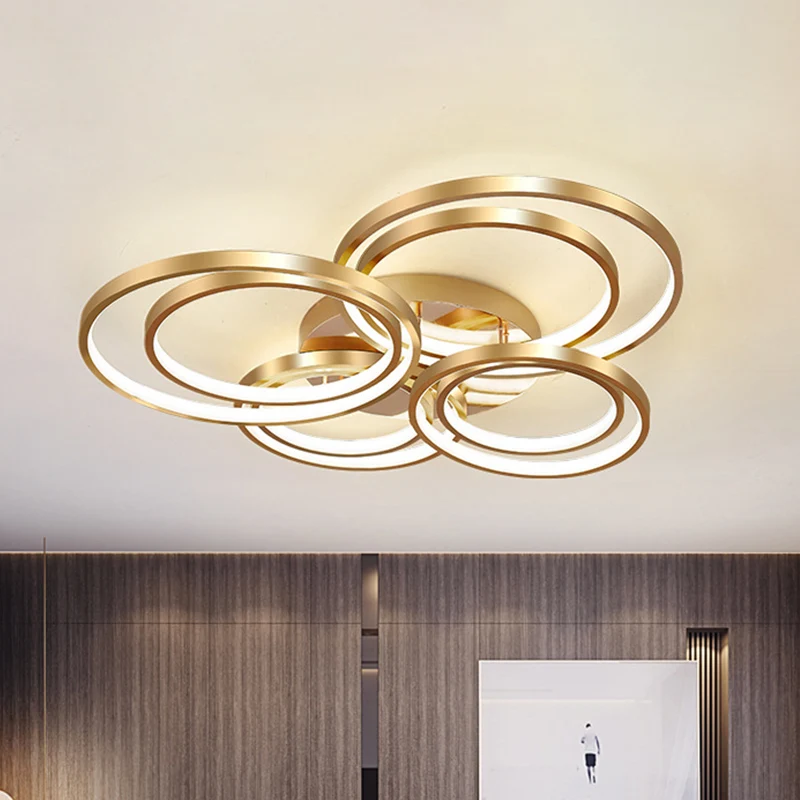 21"/28" Lange Cirkel Metalen Plafondgemonteerde Armatuur Modernisme LED Goud Semi Inbouw Lichtarmatuur Warm/Wit Licht Clea...