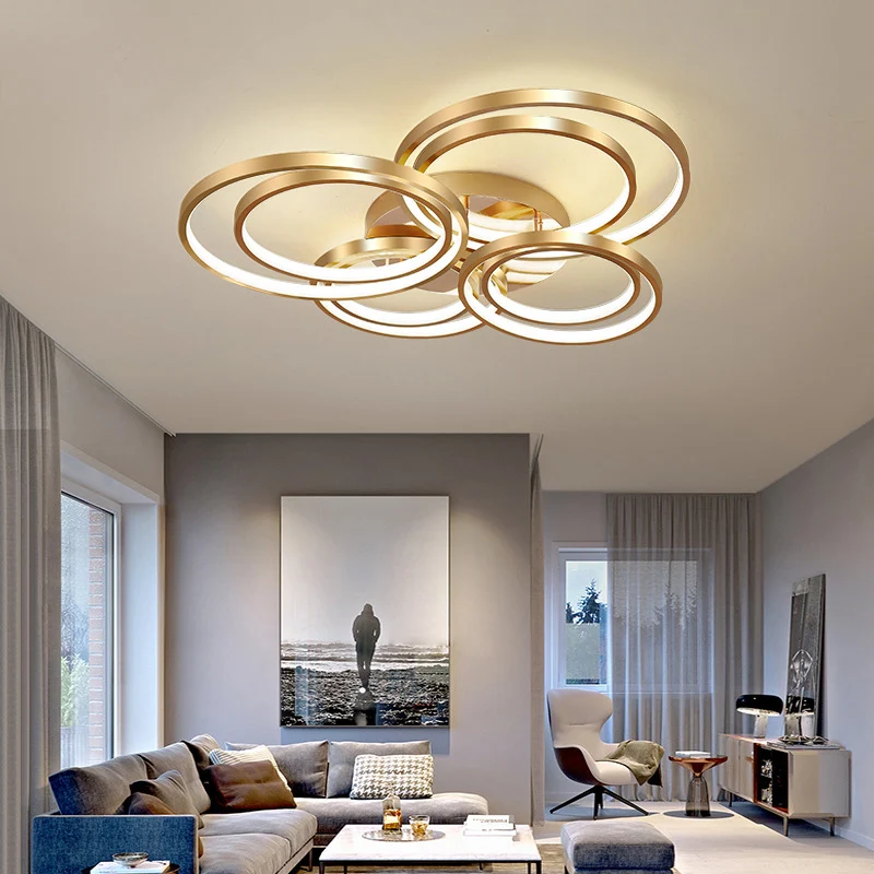 21"/28" Lange Cirkel Metalen Plafondgemonteerde Armatuur Modernisme LED Goud Semi Inbouw Lichtarmatuur Warm/Wit Licht Clea...