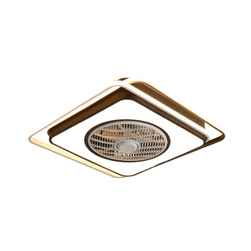 21,5" W acryl vierkante hangende ventilatorlamp modernistische woonkamer LED semi-inbouwlamp zwart Clearhalo