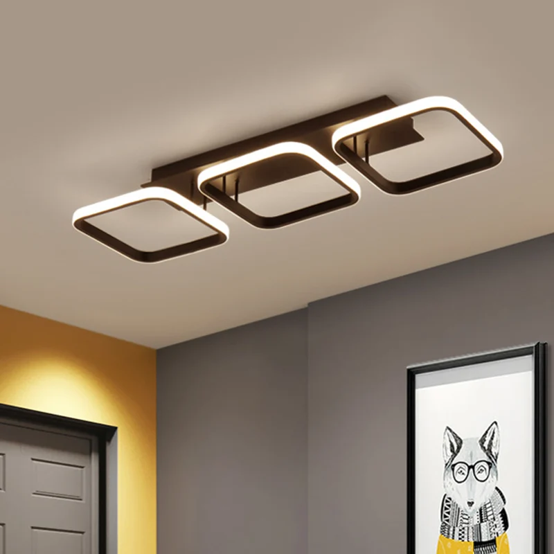 21,5"/31"/41" L vierkante semi-inbouwlamp eigentijds acryl zwart/goud LED plafondmontage armatuur warm/wit licht Clearhalo