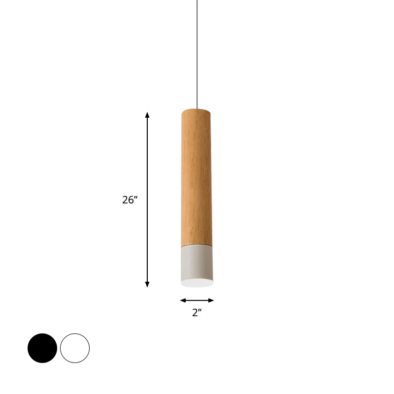 22,5"/26"/30" H-buis LED hanglamp moderne houten studeerkamer plafondlamp met zwart/wit uiteinde warm/wit licht Clearhalo
