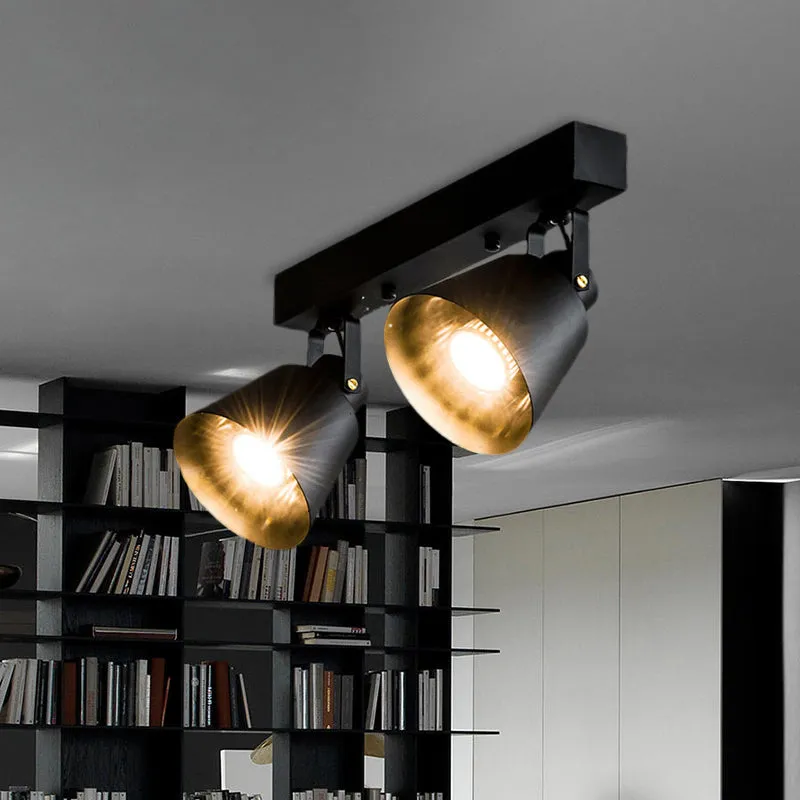 2/3/4 Lichten Emmer Plafondlamp Armatuur Loft Stijlvol Zwart/Wit Afwerking Metaal Draaibaar Semi Inbouw Verlichting Clearhalo