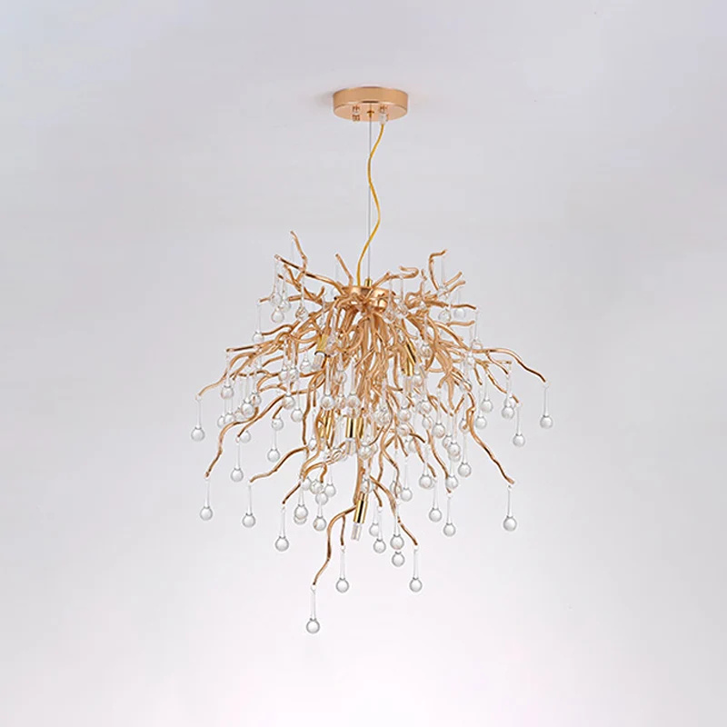 23.5 "/31.5" W Clear Crystal Raindrop Hangende Kroonluchter Rustieke 8/10 Lichten Gouden Plafondlamp voor Woonkamer Clearhalo