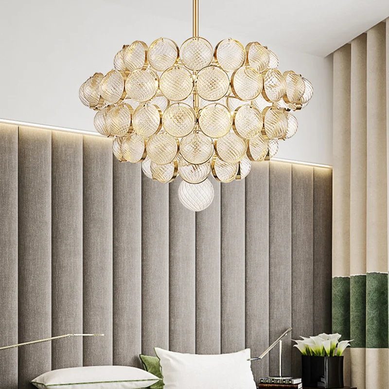 23.5 "/33.5" Brede Bubble Kroonluchter Lamp Modernisme Kristal Beige LED Hanger Verlichtingsarmatuur voor Slaapkamer Clear...