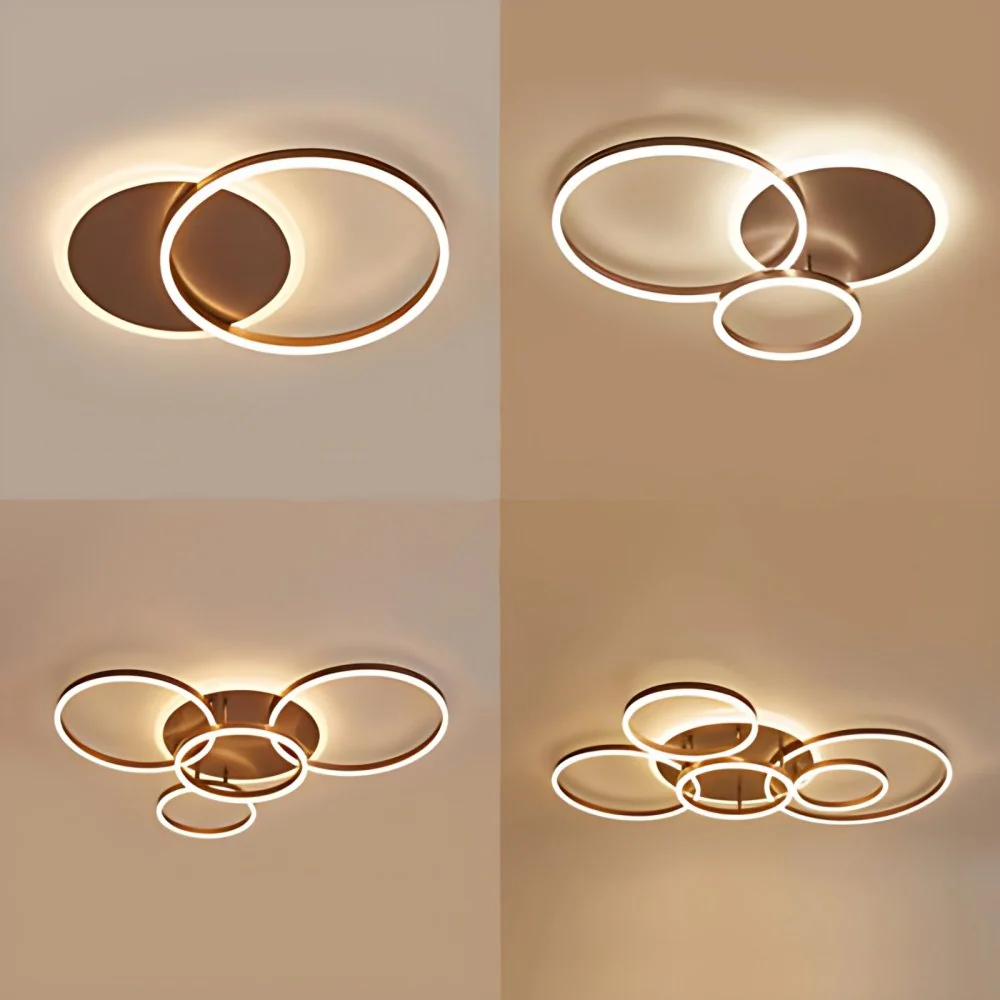 2/3/5 lampen woonkamer plafondlamp met ring acryl kap bruin inbouw warm/wit licht Clearhalo