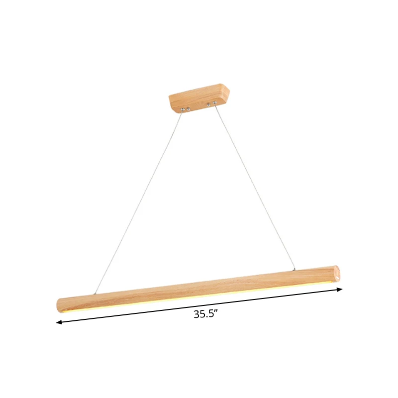 23,5"/35,5"/47" brede lineaire LED-hanglamp eigentijds houten 1-lichts eetkamer hanglamp warm/wit licht boven tafel Clearhalo