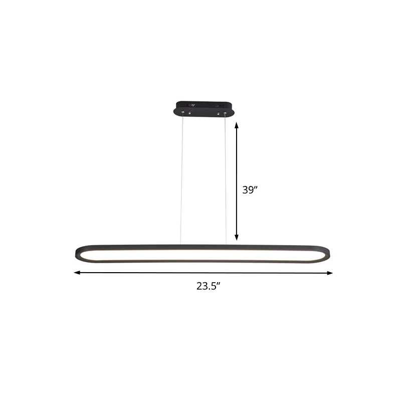 23,5"/35,5"/47" brede ovale acryl plafondhanger Eenvoudig LED wit/zwart/bruin eilandlicht warm/wit/afstandsbediening Trapl...
