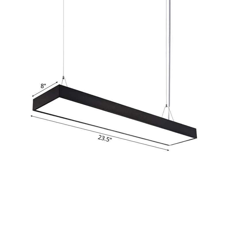 23,5"/35,5"/47" lange led-hangende verlichting met slanke rechthoekige lineaire metalen kap minimale zilver/zwart/witte pl...