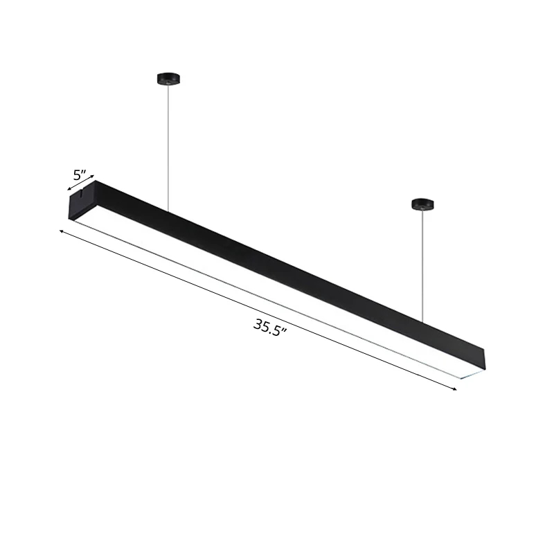 23,5"/35,5"/47" lange led-hangende verlichting met slanke rechthoekige lineaire metalen kap minimale zilver/zwart/witte pl...