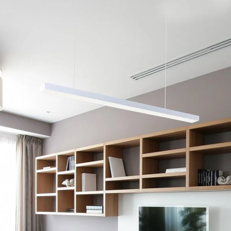 23,5"/35,5"/47" lange led-hangende verlichting met slanke rechthoekige lineaire metalen kap minimale zilver/zwart/witte pl...