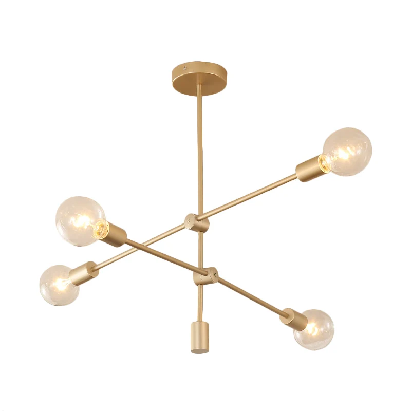2/3-Tier mobiele arm metalen druppellamp postmoderne 4/5/7 lichten gouden hangende kroonluchter boven tafel Clearhalo