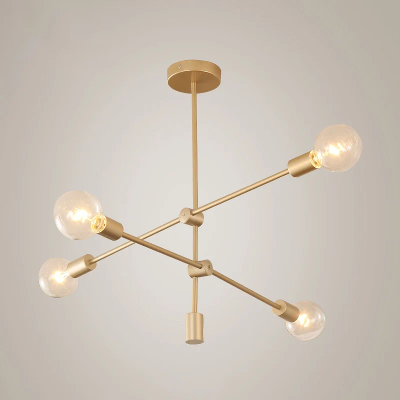 2/3-Tier mobiele arm metalen druppellamp postmoderne 4/5/7 lichten gouden hangende kroonluchter boven tafel Clearhalo