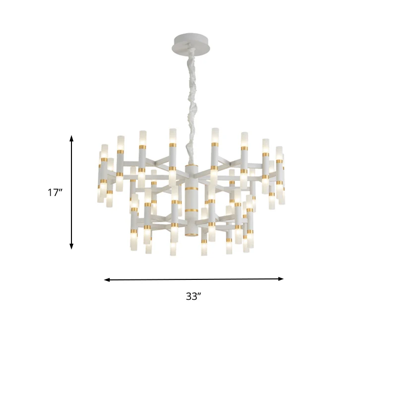 24/36/60 LED-slaapkamerkroonluchter met buisvormige ijzeren kap Moderne zwart/witte plafondhanger Clearhalo