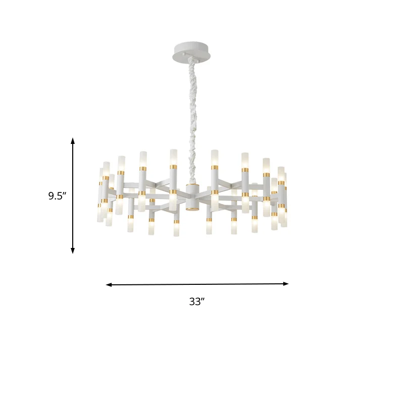 24/36/60 LED-slaapkamerkroonluchter met buisvormige ijzeren kap Moderne zwart/witte plafondhanger Clearhalo
