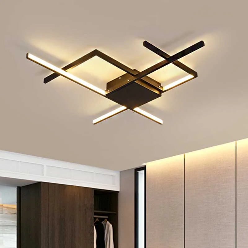 29,5"/43" brede zwarte gekruiste lijn plafondinbouw minimale LED aluminium inbouwlamp warm/wit licht Clearhalo