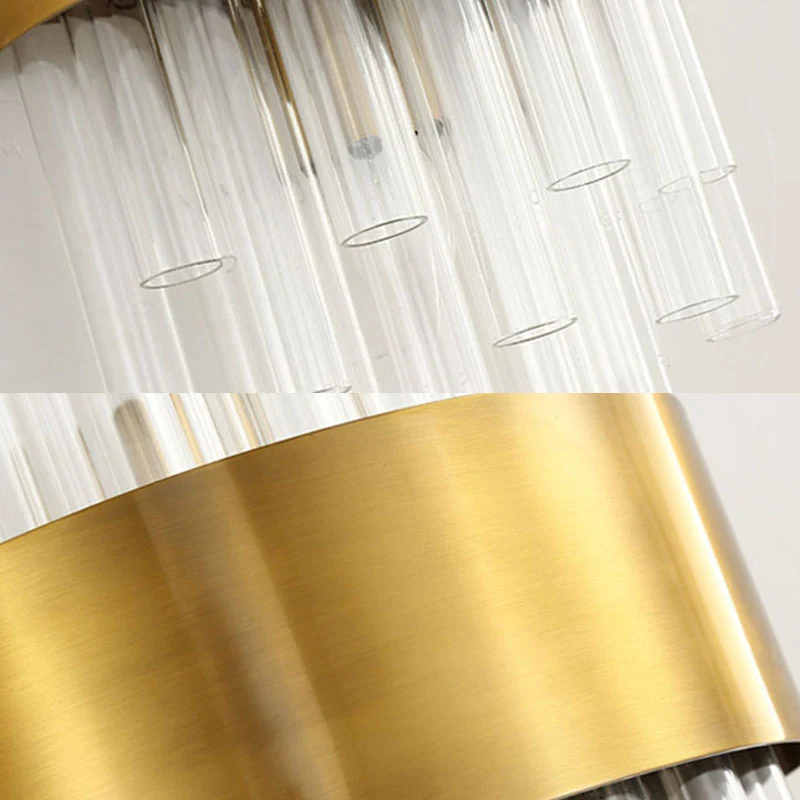 2-hoofds slaapkamer wandmontage licht postmodern goud schanslicht met cilindergecanneleerde kristallen kap Clearhalo